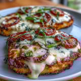 High-protein cottage cheese flatbread pizza topped with spinach, olives, and basil for a healthy, satisfying meal.  