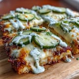 Crispy Pickle Pizza Flatbread fresh from the oven, ready to serve.