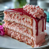 A stunning Bridal Shower Rosé Velvet Cake, perfectly frosted and ready to serve.