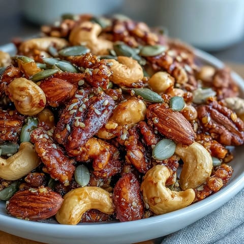 Golden Spiced Nuts and Seeds Mix, beautifully toasted and ready for snacking.