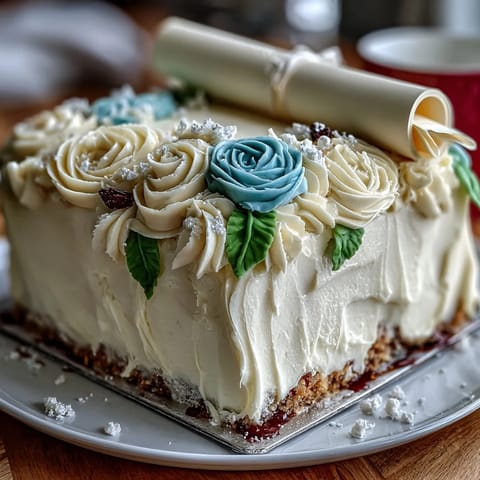 Graduation Sheet Cake Buttercream Roses