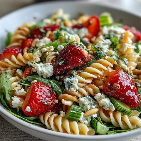 Spring Pasta Strawberry Arugula Feta