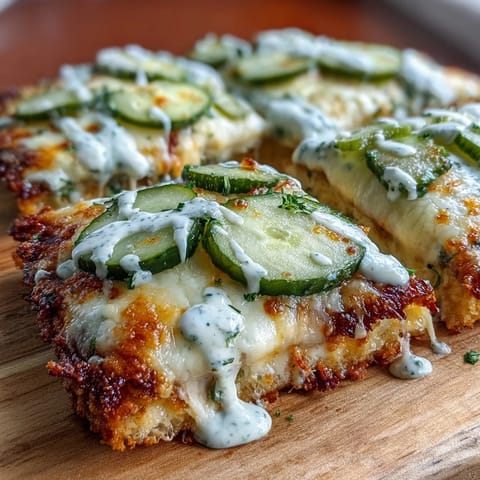 Crispy Pickle Pizza Flatbread fresh from the oven, ready to serve.
