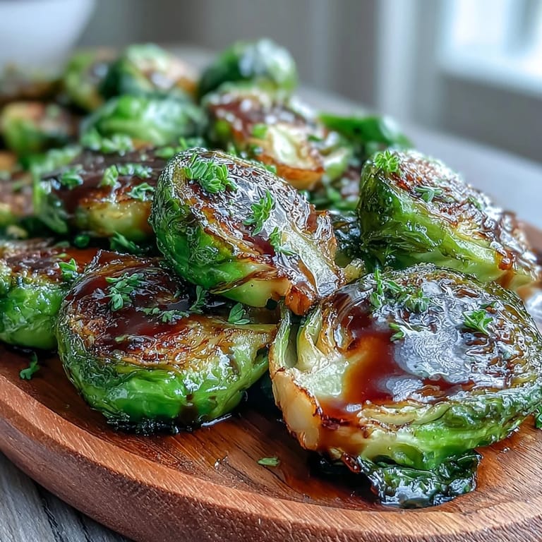 Savory-sweet roasted Brussels sprouts ready to be devoured as a delicious side dish.