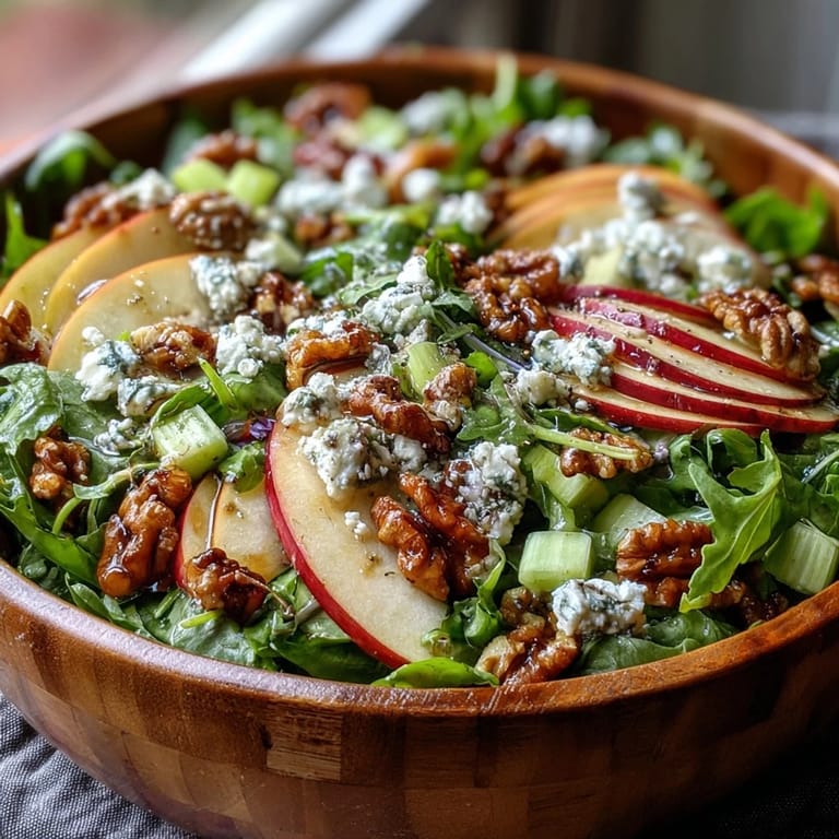 Elegant apple and walnut salad featuring crunchy toasted nuts and sweet apple slices.