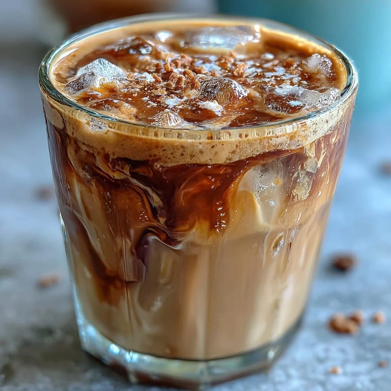 Homemade brown sugar oat milk shaken espresso, featuring chilled oat milk swirled into frothy espresso for a smooth, dairy-free pick-me-up.