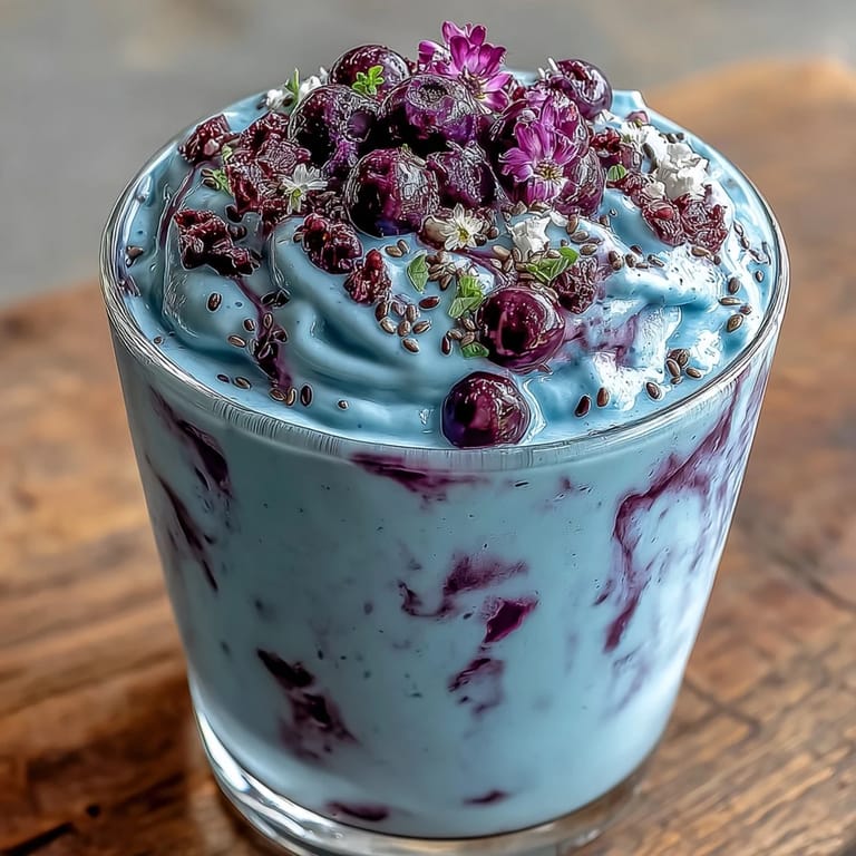Blueberry flaxseed kefir smoothie, a refreshing, healthy breakfast blended to perfection.