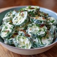 Creamy Cucumber Salad with Dill and Greek Yogurt, a light and refreshing side dish with crisp cucumbers and tangy yogurt dressing.